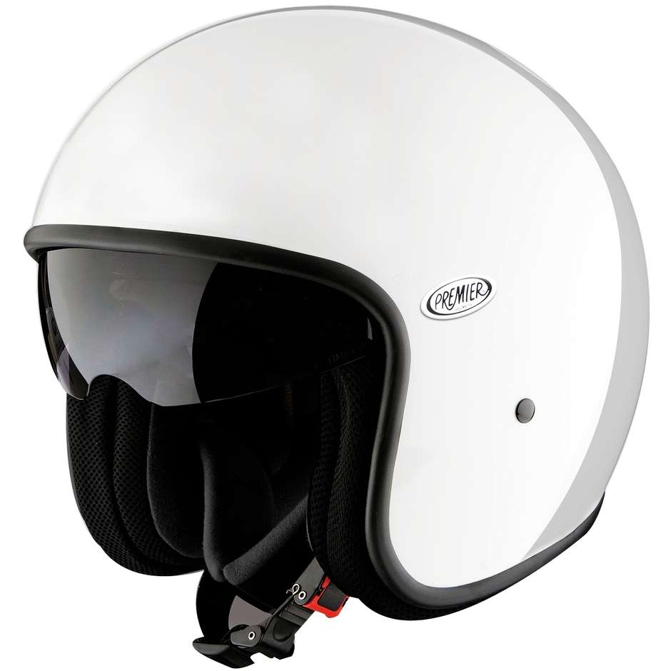 Premier Jet Vintage Motorcycle Helmet Visier Fiber mit integrierter Mono White Gloss