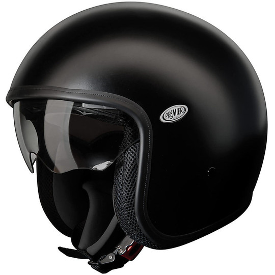 Premier Jet Vintage Motorcycle Helmet visor Fiber With Integrated Mono Black Matt
