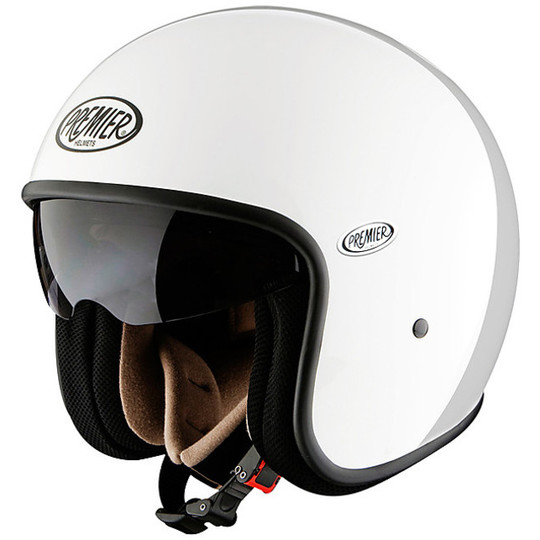 Premier Jet Vintage Motorcycle Helmet visor Fiber With Integrated Mono White Gloss