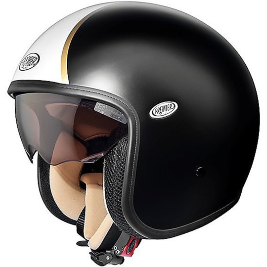 Premier Jet Weinlese-Motorrad-Helm mit Visier Integrierte Fiber Matte Black