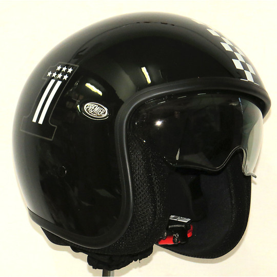 Premier Motorrad Helm Jet Vintage-Faser mit integriertem Visier Ck One 9