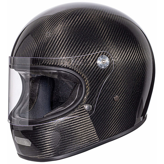 Premier Trophy 70s Style Integral Motorcycle Helmet Carbon