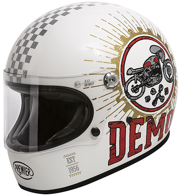 70's style helmet motorcycle DOT TOECUTTER LINE VINTAGE BLUE 1970s racing vibes with our