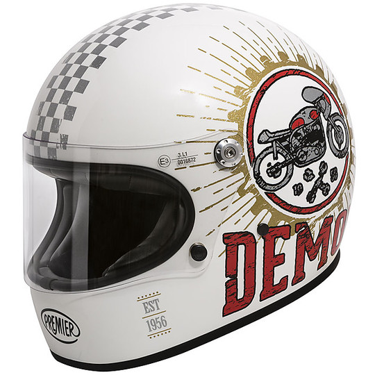 Premier Trophy Full Face Motorcycle Helmet 70s style Speed Demon 8 BM
