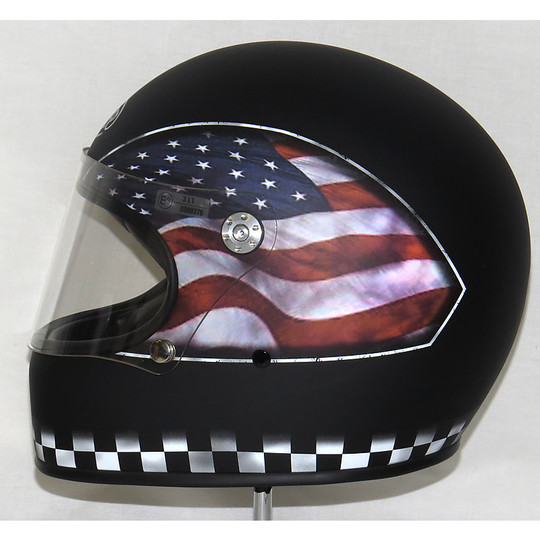 Premier Trophy Integral Casque de moto style années 70 Multi Flag Usa