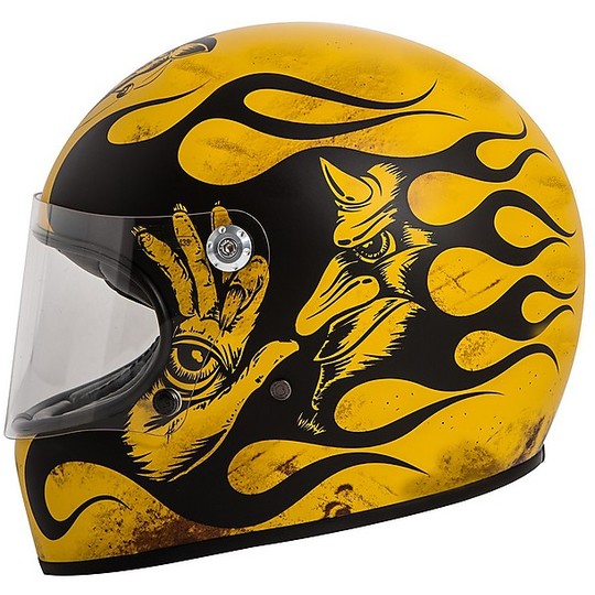 Premier Trophy Integral Motorcycle Helmet 70s Style BD 12 BM Black Matt Gold