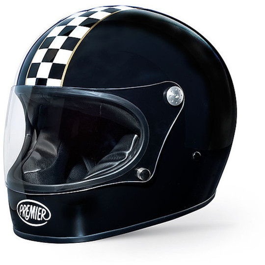 Premier Trophy Integral Motorcycle Helmet 70s Style CK Black Color