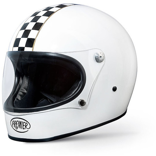 Premier Trophy Integral Motorcycle Helmet 70s Style CK White Color