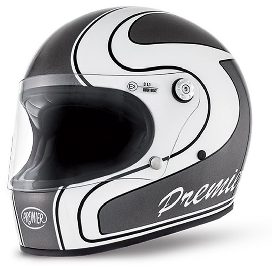 Premier Trophy Integral Motorcycle Helmet 70s Style Color M Gris