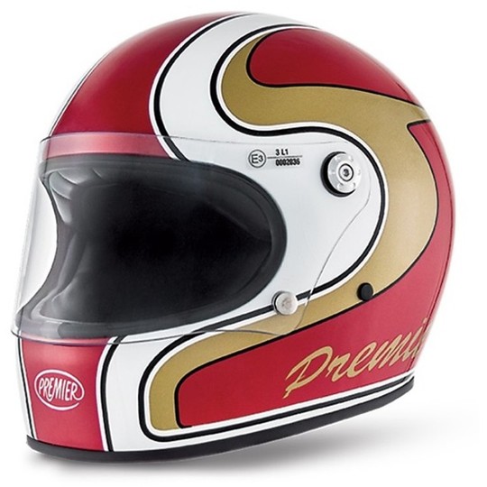 Premier Trophy Integral Motorcycle Helmet 70s Style ColoraZione M Rouge