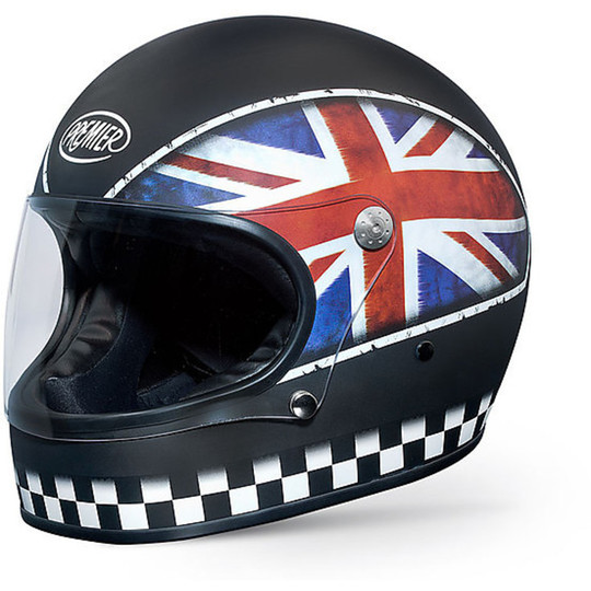 Premier Trophy Integral Motorcycle Helmet 70s Style Flag Uk coloration