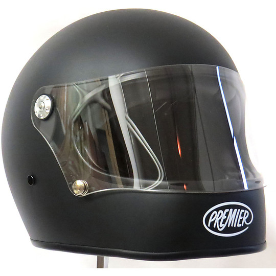 Premier Trophy Integral Motorcycle Helmet 70's Style Mono Matt Black