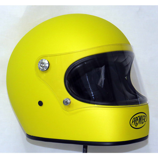 Premier Trophy Integral Motorcycle Helmet 70's Style Mono Opaque Yellow