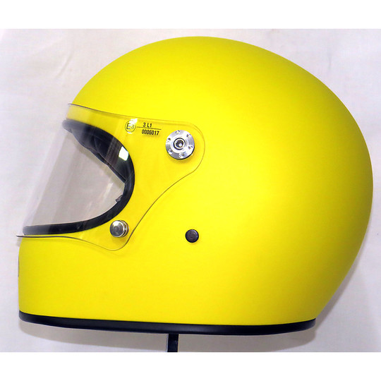 Premier Trophy Integral Motorcycle Helmet 70's Style Mono Opaque Yellow