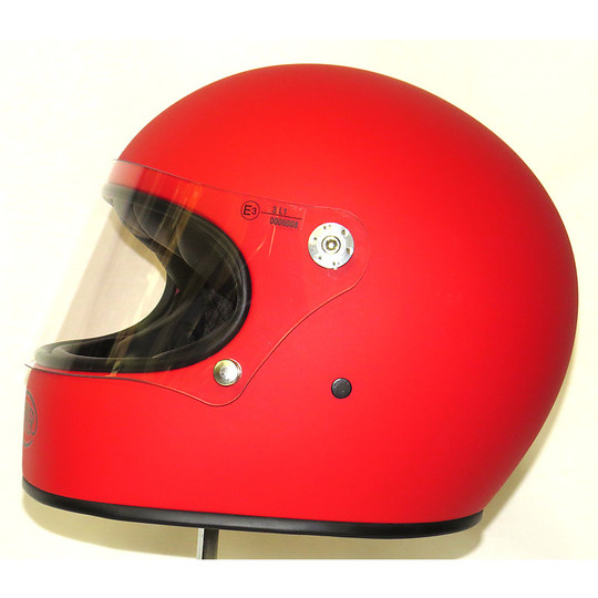 Premier Trophy Integral Motorcycle Helmet 70's Style Mono Red Matt
