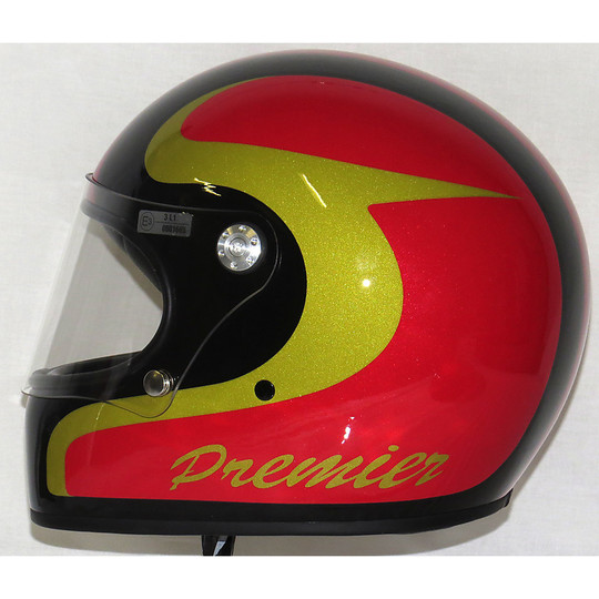 Premier Trophy Integral Motorcycle Helmet 70s Style Multi Super Black Gold