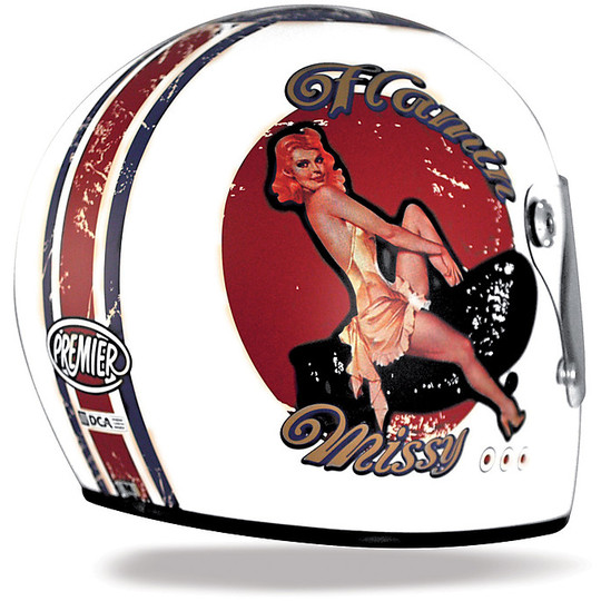 Premier Trophy Integral Motorcycle Helmet 70's Style Pin Up 8 BM