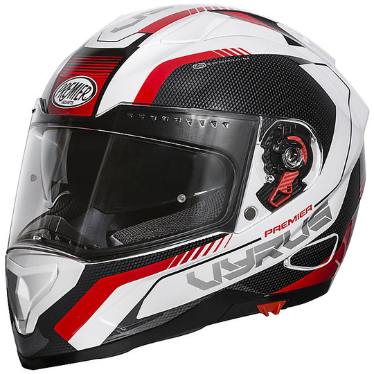 Premier VYRUS MP2 Full Face Motorcycle Helmet White Black Red