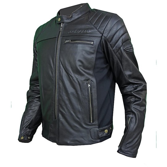 Prexport Ghost Black Genuine Leather Motorcycle Jacket