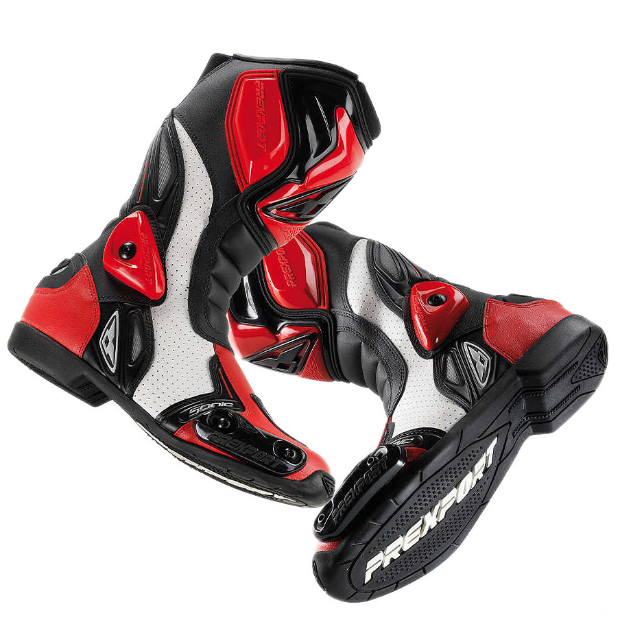 Prexport Sonic Ventilated Motorcycle Boots Color Black Red