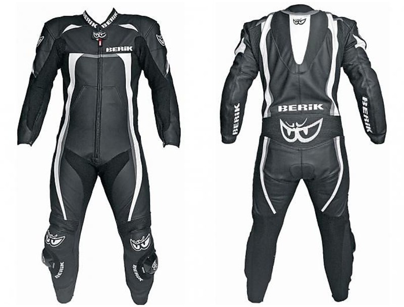 Professional Leather Motorcycle Overalls Berik Mega Ls1-9056 Black