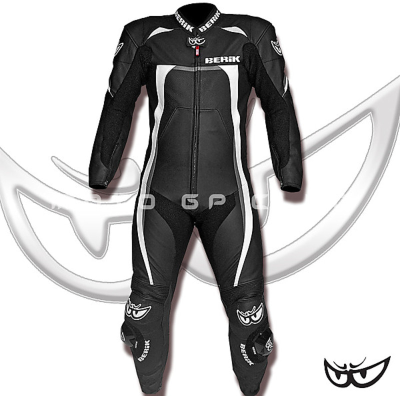 Professional Leather Motorcycle Overalls Berik Mega Ls1-9056 Black