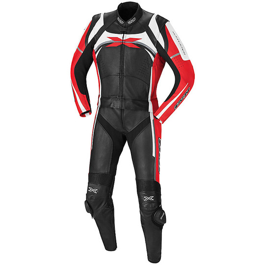 Professional Leather Motorcycle Suit Divisible 2pc. Ixs Camaro Black Red