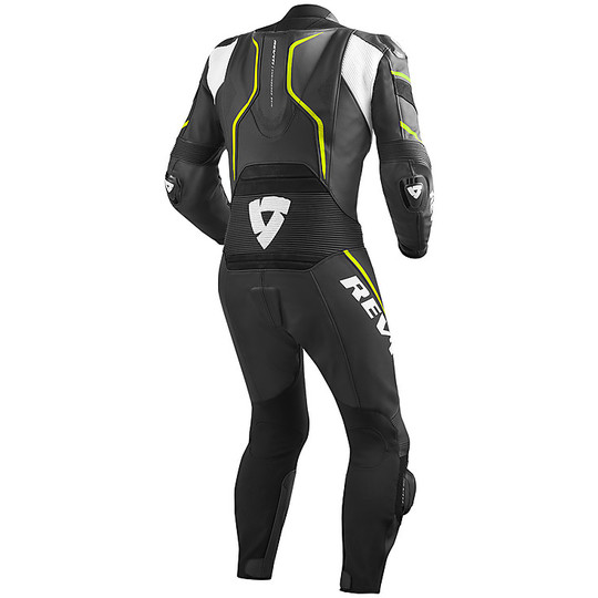 Professional Motorcycle Suit Rev'it VERTEX PRO Black White Yellow Fluo