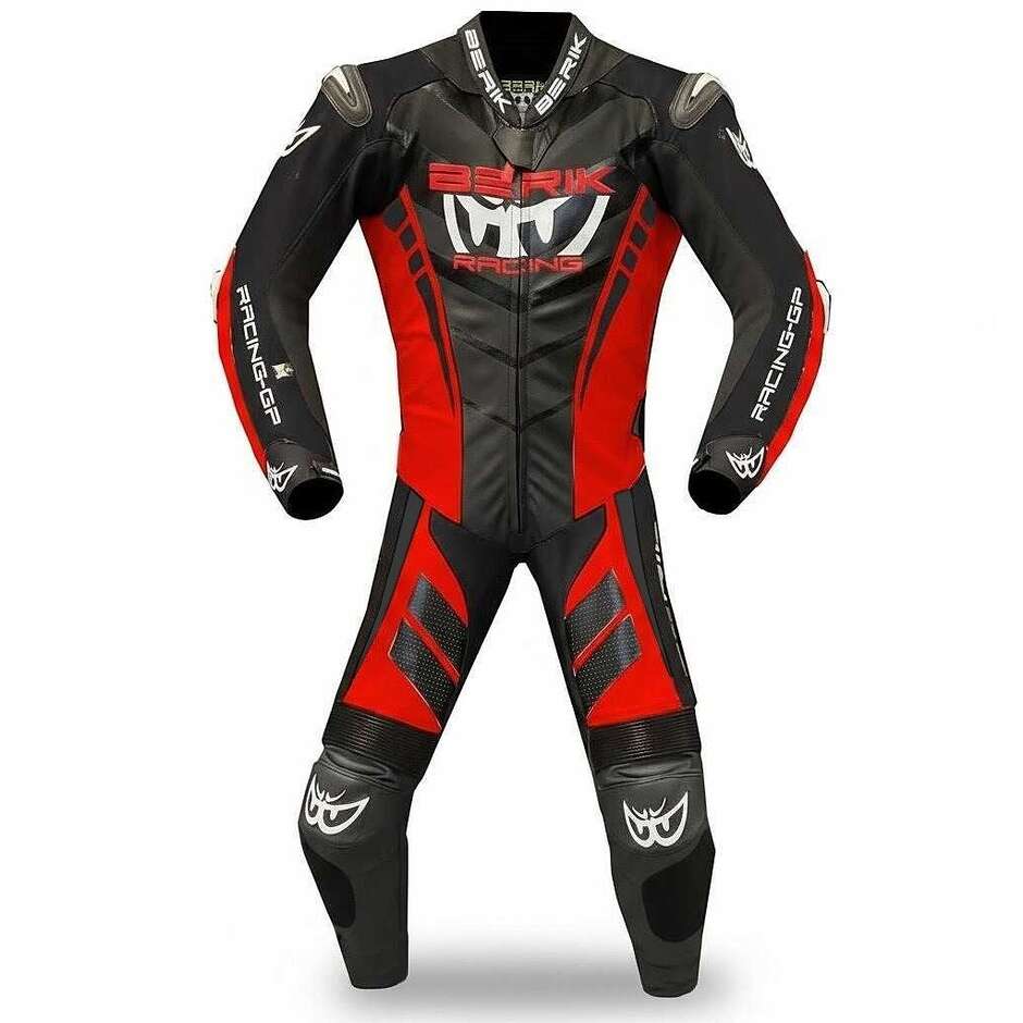 Professioneller Motorrad-Lederanzug Berik 2.0 Ls1-171334SP Valencia Schwarz Rot Fluo
