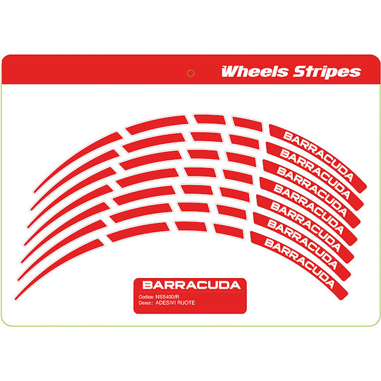 Profiles Wheel Stickers Barracuda Moto Universal Motorcycle Red White Written