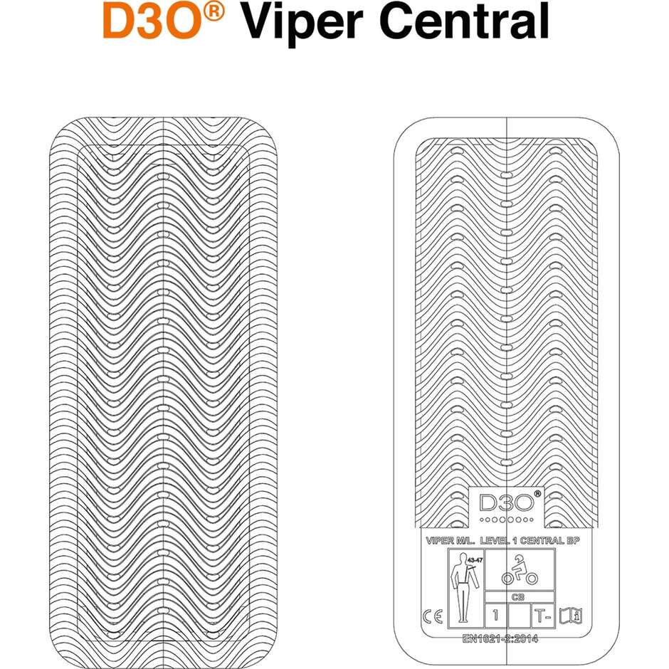Protection dorsale centrale Icon en D3O VIPER CENTRAL BACK Level 1