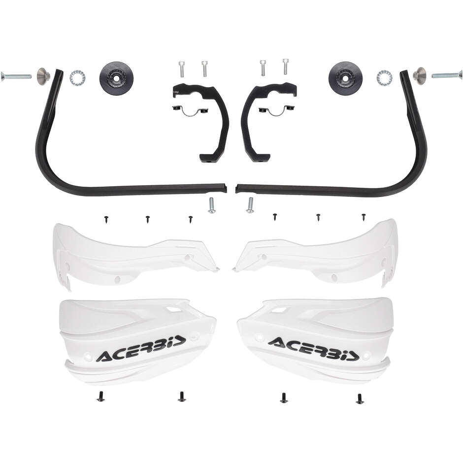 Protège-mains Acerbis ADV TYPE G pour KTM 125 ENDURO R (2025-2026) et autres modèles (Blanc/Noir)