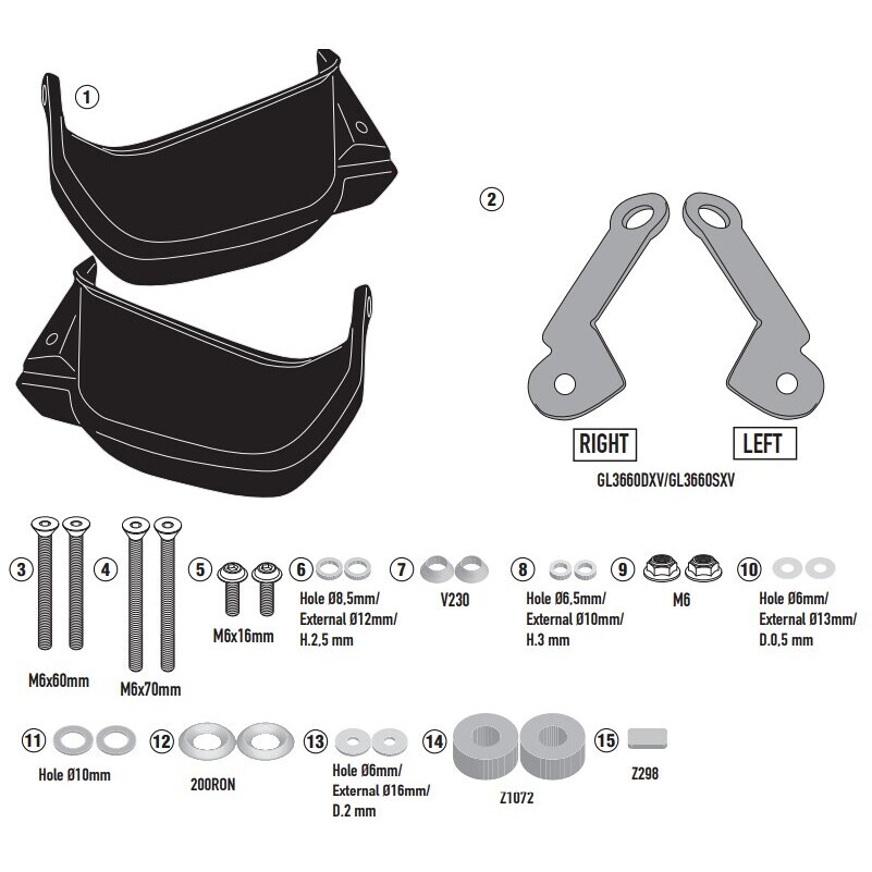 Protège-mains Kappa KHP1192B pour HONDA CB 500 X (19 > 23) ; NC 750 X (21 > 25) ; NX 500 (24 > 25)