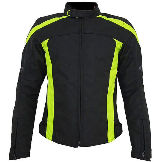 PXT Short Lady Women's Technical Motorcycle Jacket Black Yellow Waterproof
