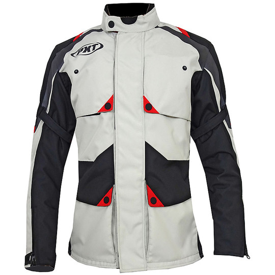 PXT Worms Lady Triple Layer Gray Red Motorcycle Jacket