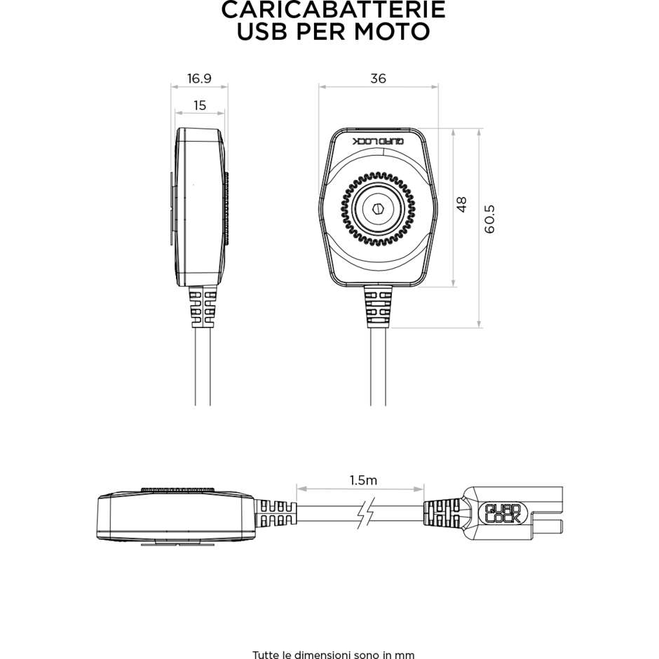Quad Lock QLA-MOT-USB USB-Akkuladegerät