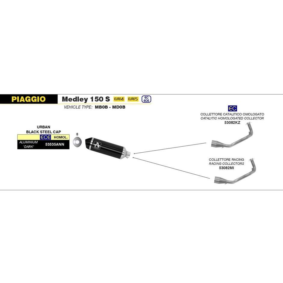 Raccordo catalitico Arrow omologato per scarico Urban Per Piaggio MEDLEY 125 S ABS (20-24)