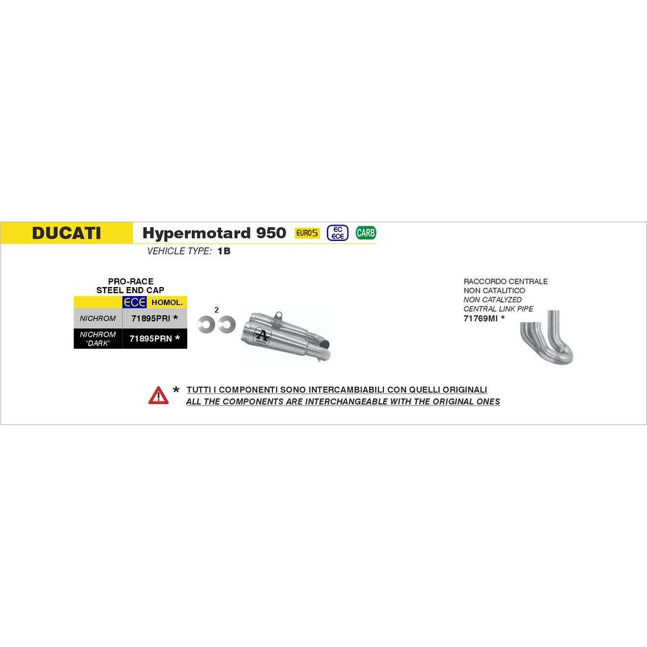 Raccordo centrale Arrow non catalitico Per Ducati Hypermotard 950 / 950 SP (22-24)