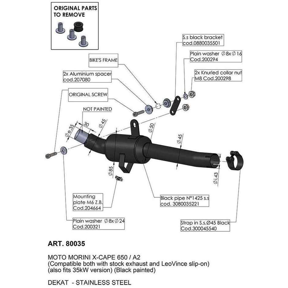 Raccordo Elimina Catalizzatore 80035 Specifico Per taglia uni