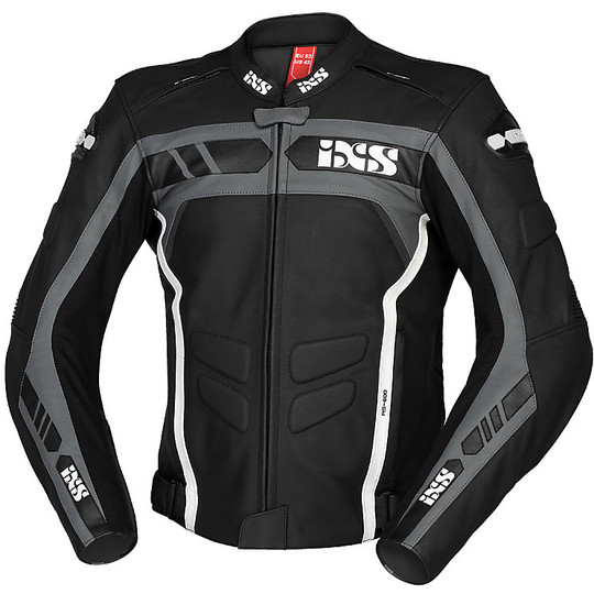 Racing Leather Ixs Sport LD RS-600 Leather Jacket Black Gray White