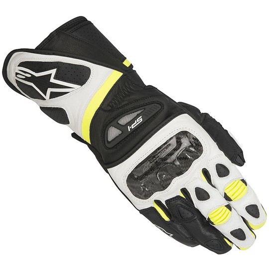 Racing Leather Motorcycle Gloves Alpinestars SP-1 Black-Yellow Fluo
