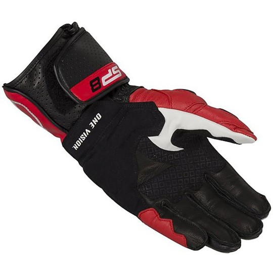 Racing Leather Motorcycle Gloves Alpinestars SP-8 Black-White