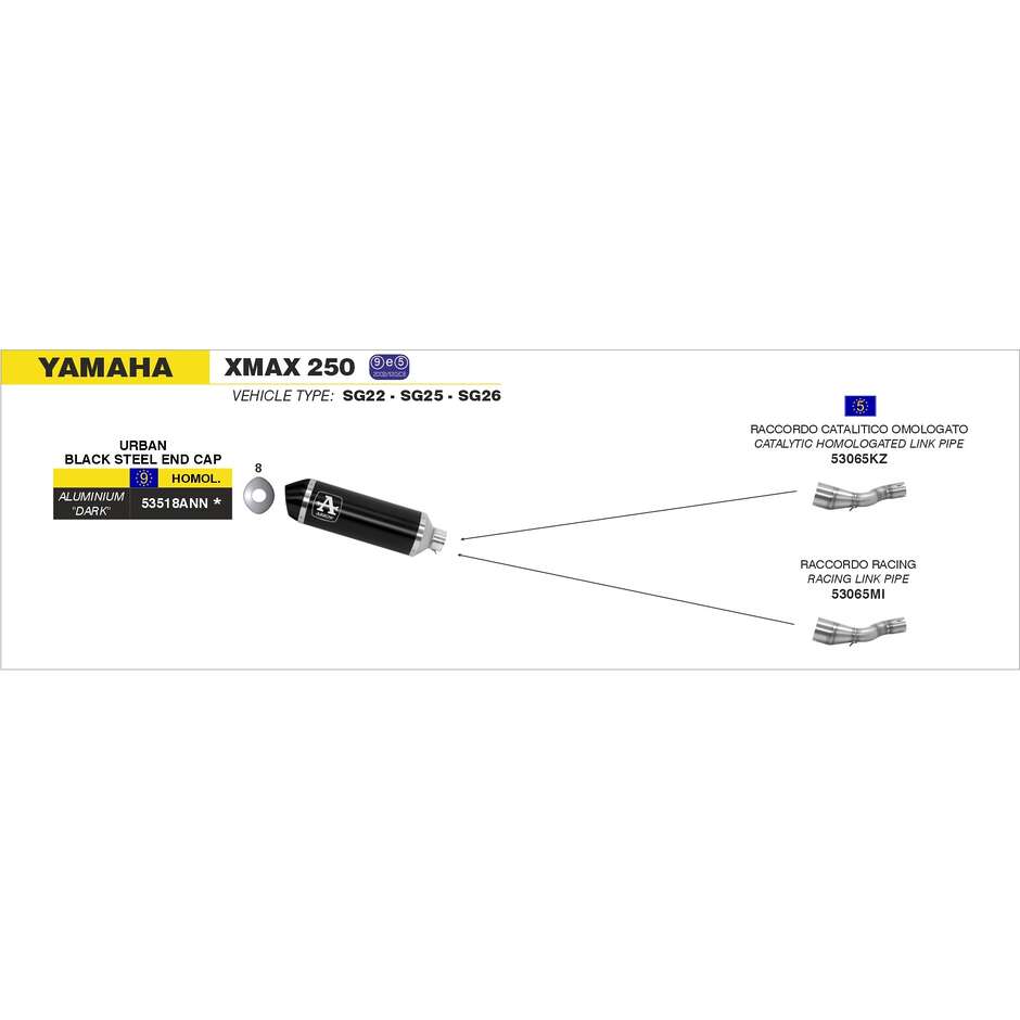 Racing Manifold for Urban Exhaust Yamaha XMAX 250 2009/2016