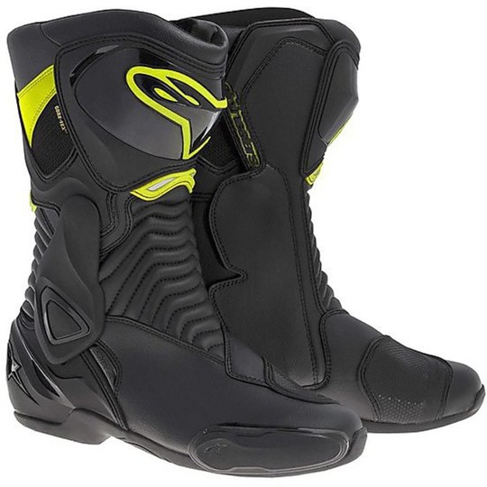 Racing motorcycle boots alpinestars s-mx 6 Goretex Black-Yellow Fluo