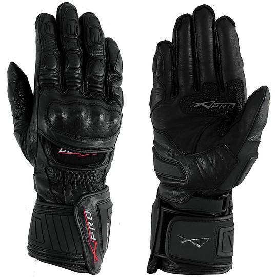 Racing Motorcycle Gloves A-Pro Cobra Black Full Grain Leather