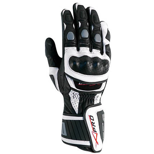 Racing Motorcycle Gloves A-Pro Leather Full Grain Cobra White / Silver