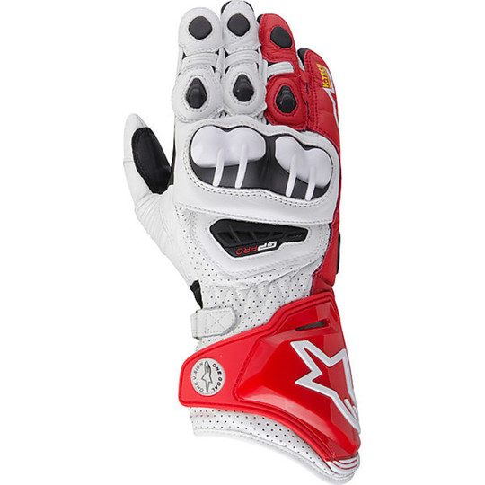 Racing Motorcycle Gloves Alpinestars GP PRO-White-Red-Black