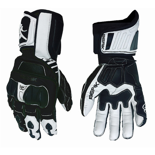 Racing Motorcycle Gloves Berik 2.0 185349 Leather White Gray Black