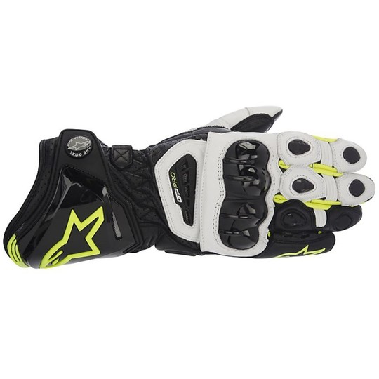 Racing Motorrad-Handschuhe Alpinestars GP PRO-Weiß-Schwarz-Gelb