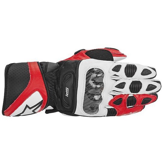 Racing Motorrad-Handschuhe Alpinestars SP-1 Leather Schwarz-Rot-Weiß